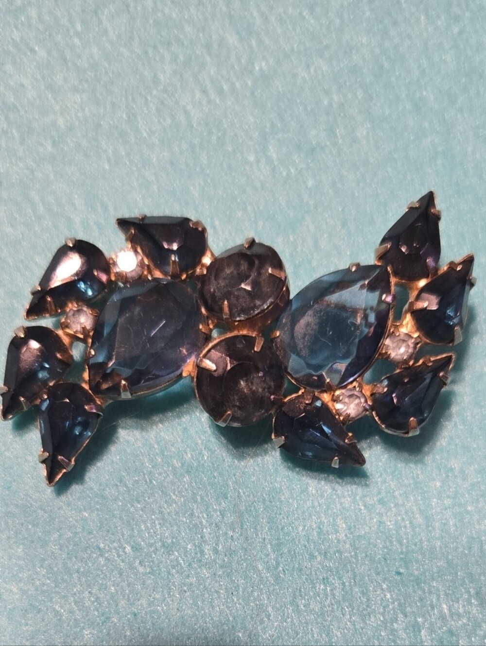 Vintage Blue Crystal Statement Brooch